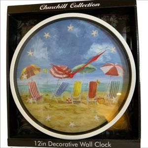 Clock 12” Round Beach Nautical Coastal Wall